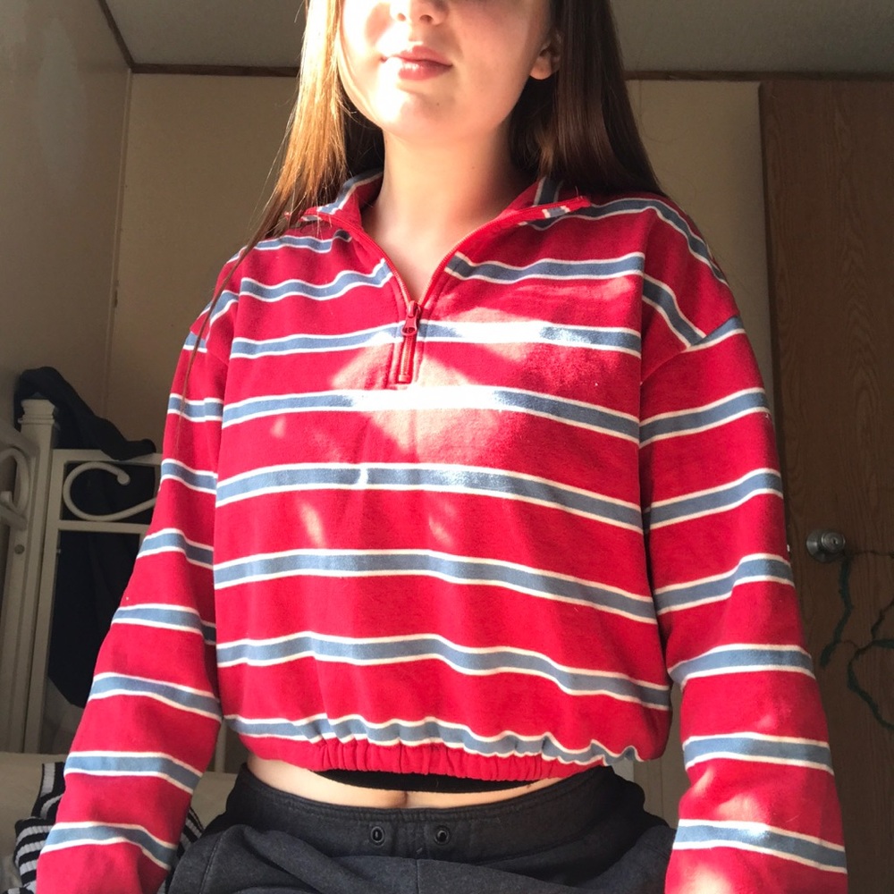 half zip crop top sweater